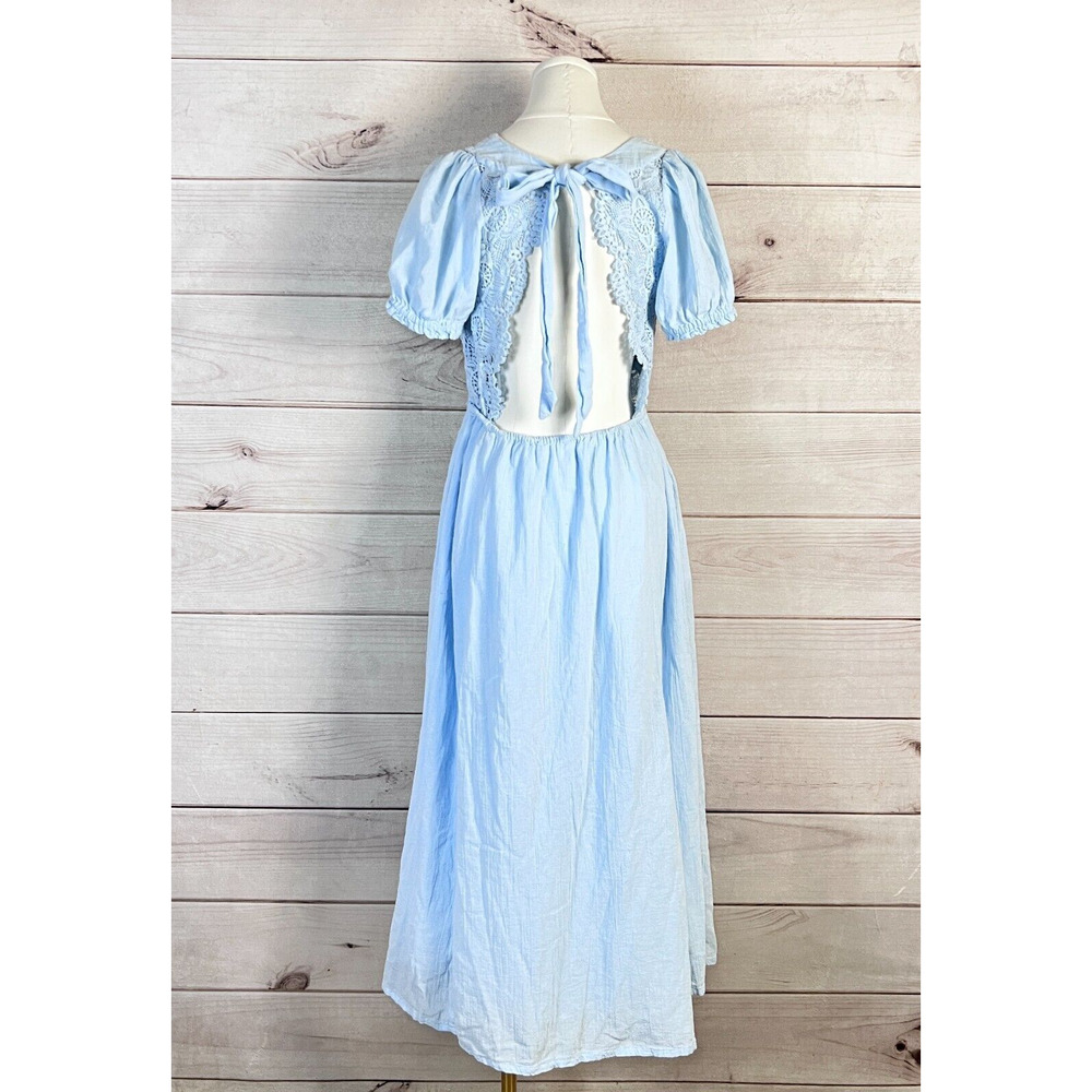 Free People All You Need Is Lace Midi Dress Womens Light Blue Lace Cotton Party
